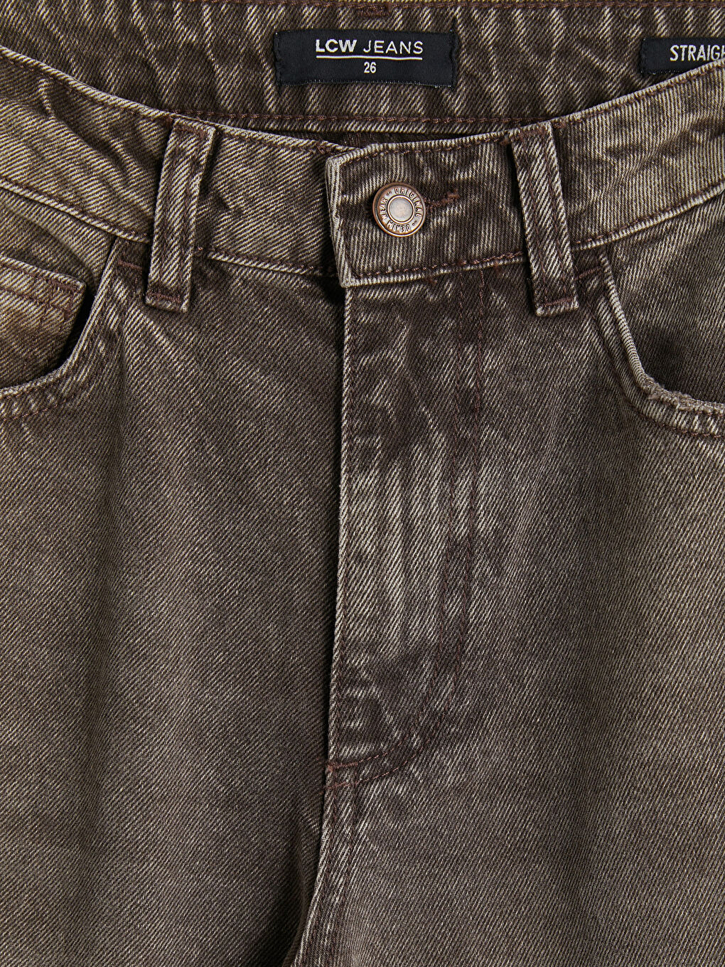 Kahverengi Straight Fit Kadın Jean Pantolon-2