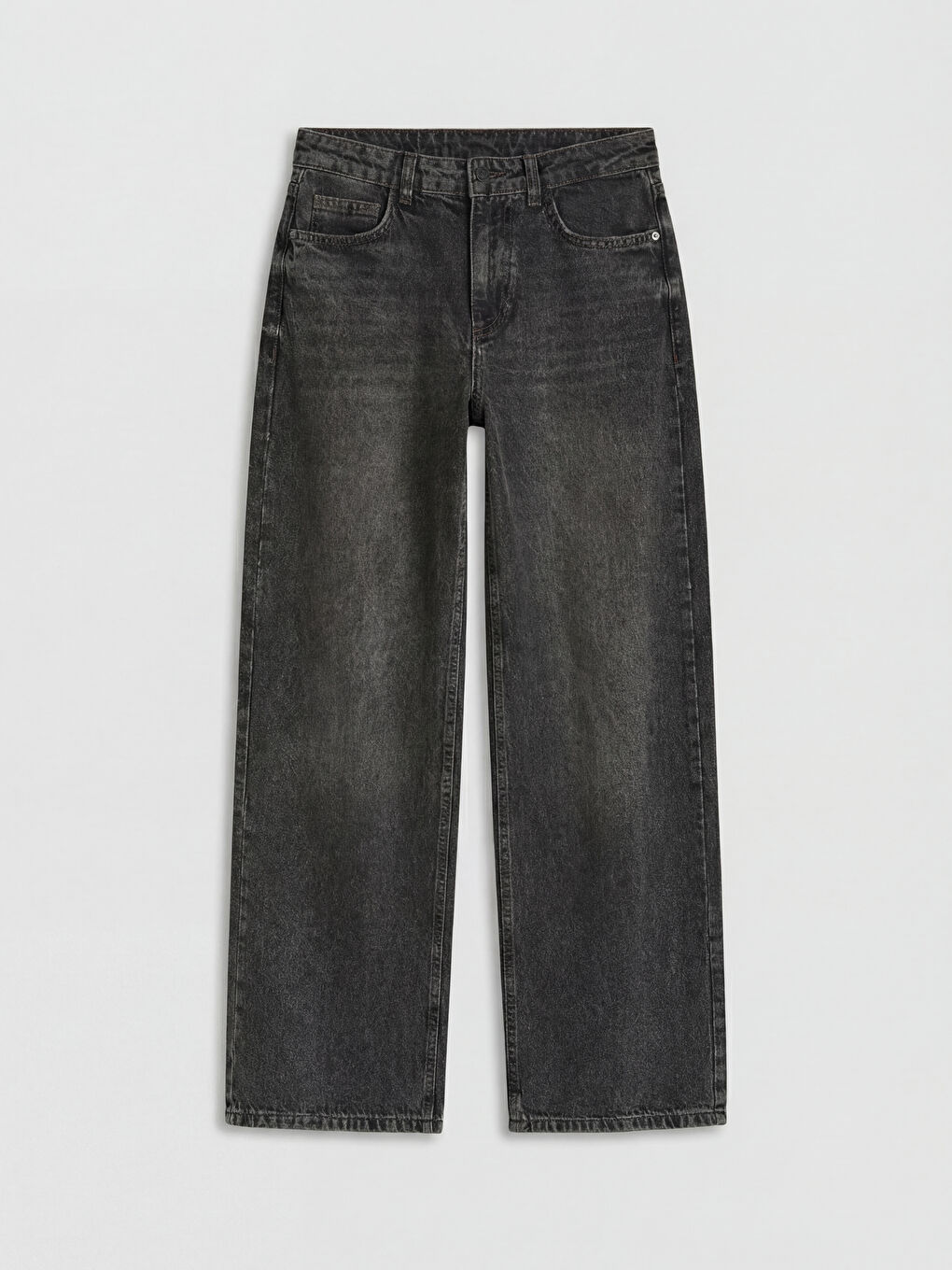 Siyah Yüksek Bel Straight Fit Kadın Jean Pantolon