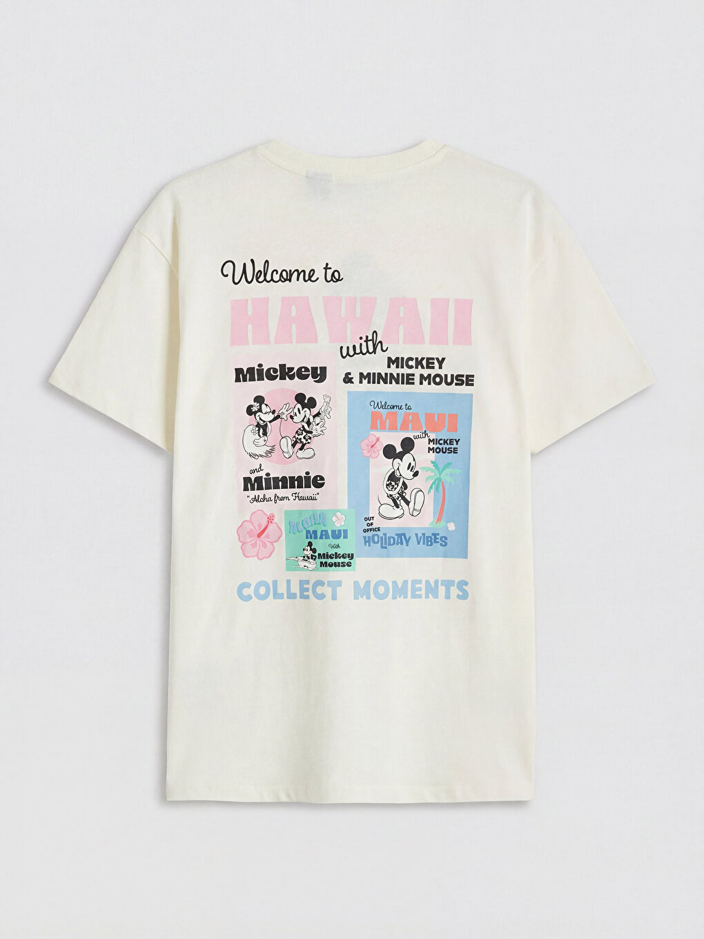 Bej Mickey Mouse Baskılı Kadın Tişört-5