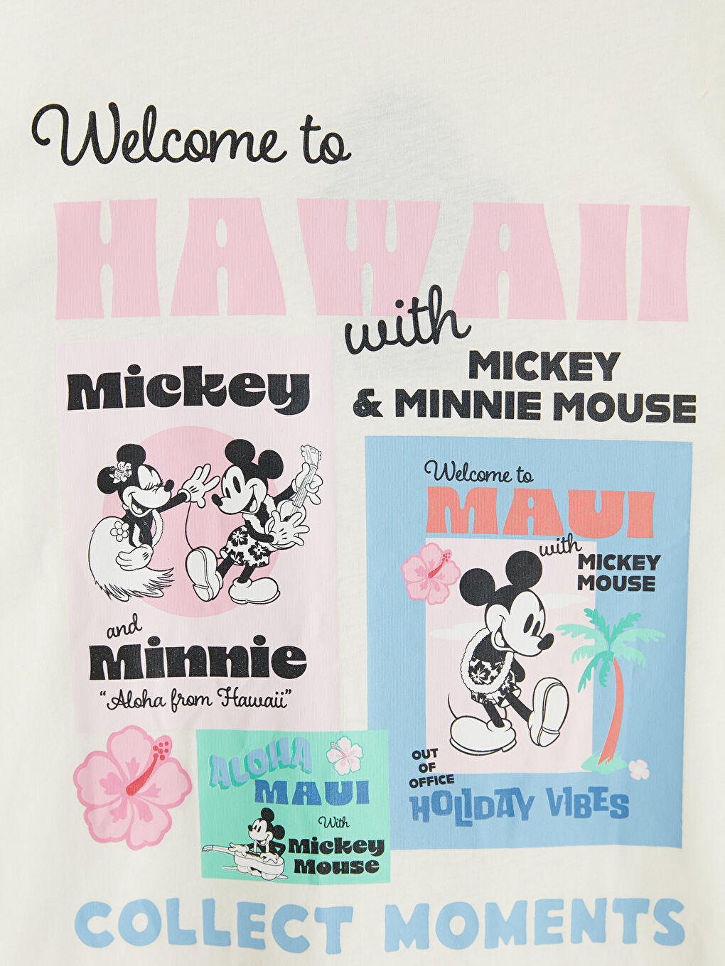 Bej Mickey Mouse Baskılı Kadın Tişört-7