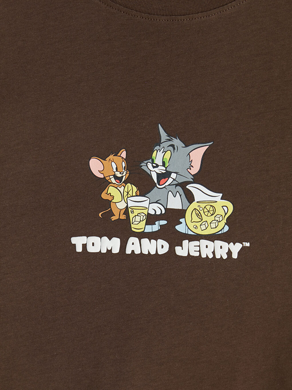 Kahverengi Tom ve Jerry Baskılı Kadın Tişört-5