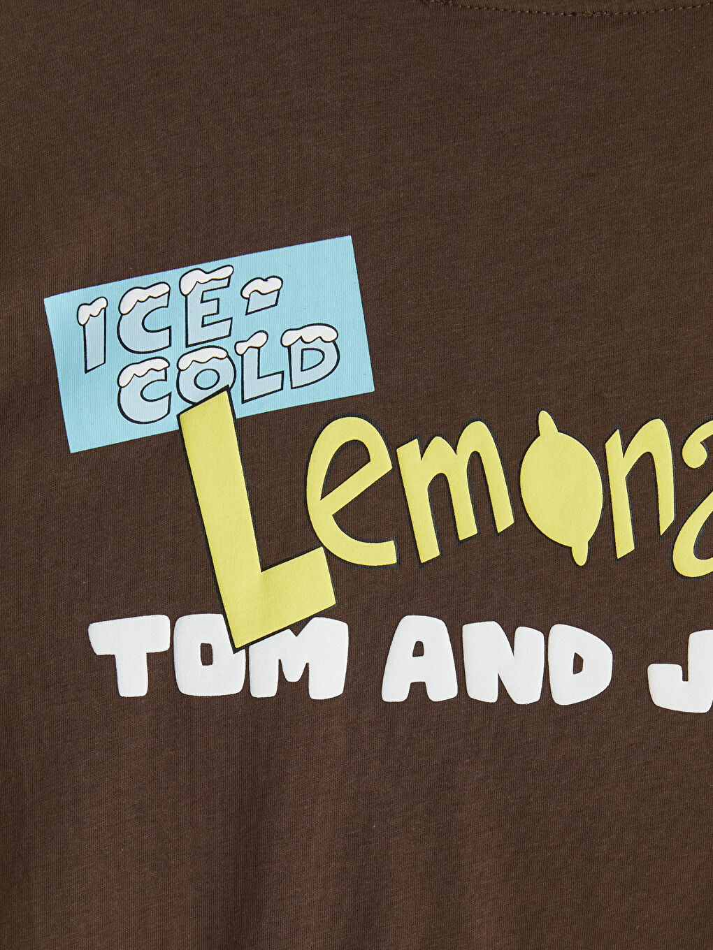 Kahverengi Tom ve Jerry Baskılı Kadın Tişört-6