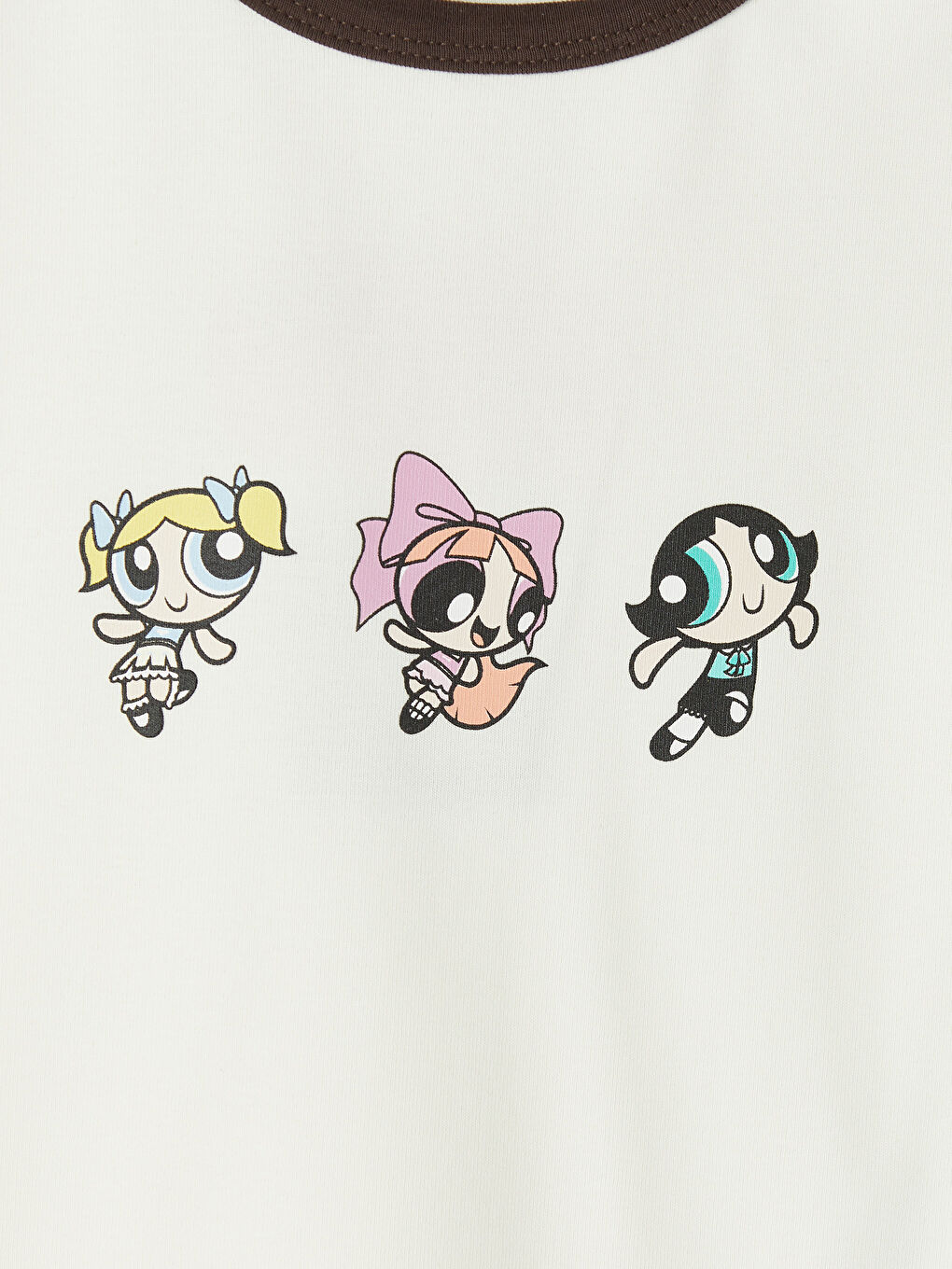 Bej Powerpuff Girls Baskılı Kadın Crop-2