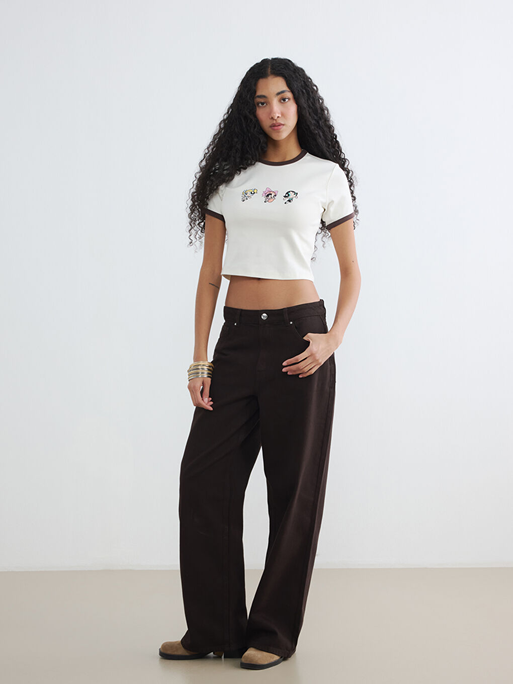 Žena BEŽ Kratki top/krop top-1