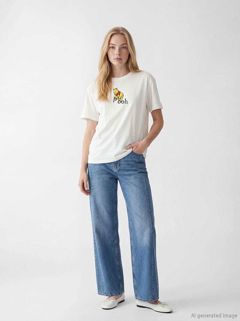 вини пух принтті әйелдер футболкасы-1