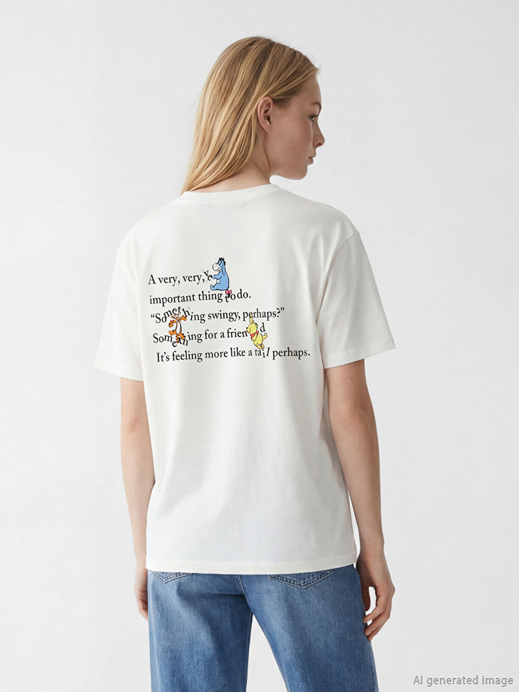 вини пух принтті әйелдер футболкасы-3