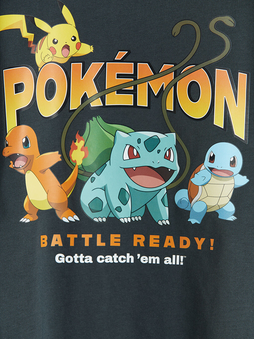 Antrasit Pokemon Baskılı Erkek Çocuk Tişört-2