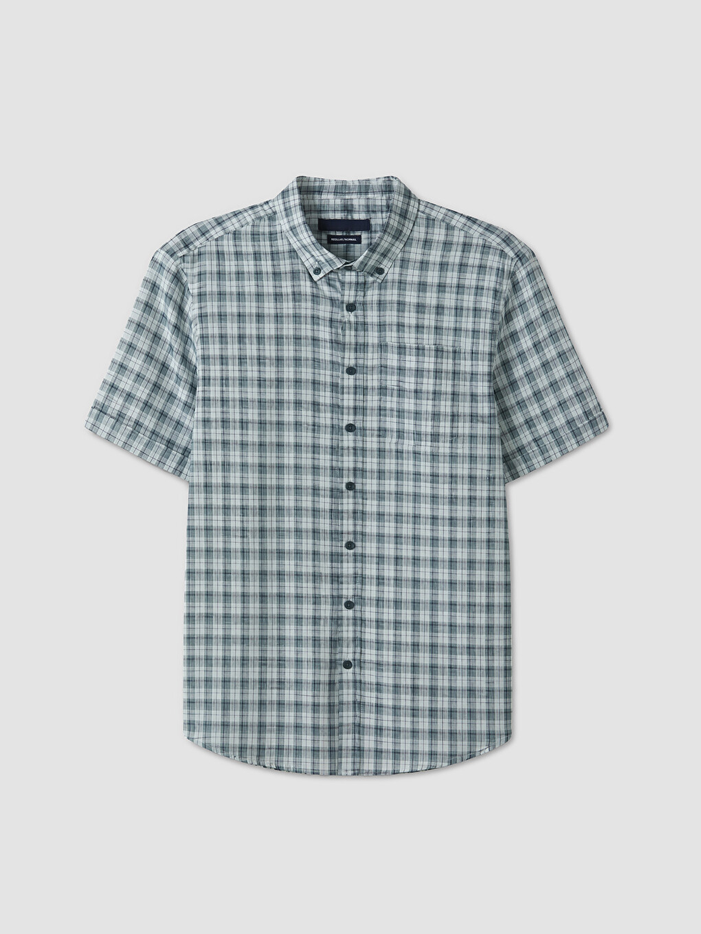 Yeşil Regular Fit Ekose Poplin Erkek Gömlek