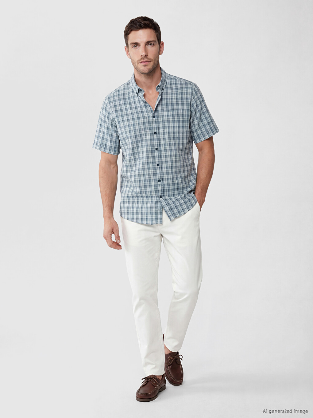 Regular Fit Plaid Poplin Men's Shirt-1