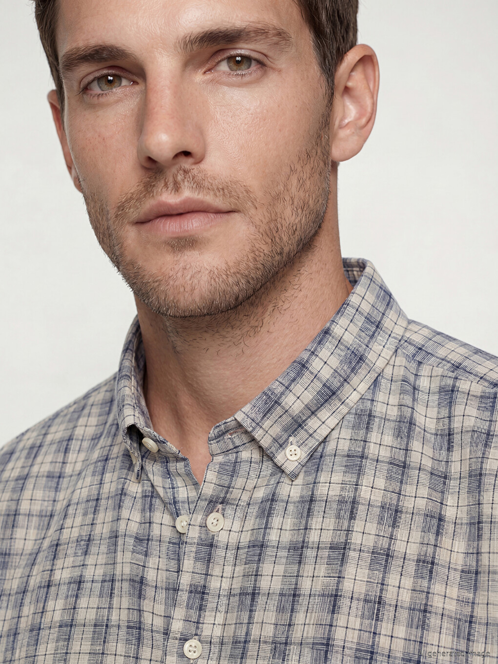 Regular Fit Plaid Poplin Men's Shirt-2