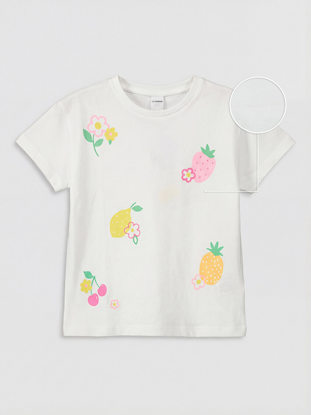 T-shirt e stampuar me jakë të rrumbullakët për vajza-1