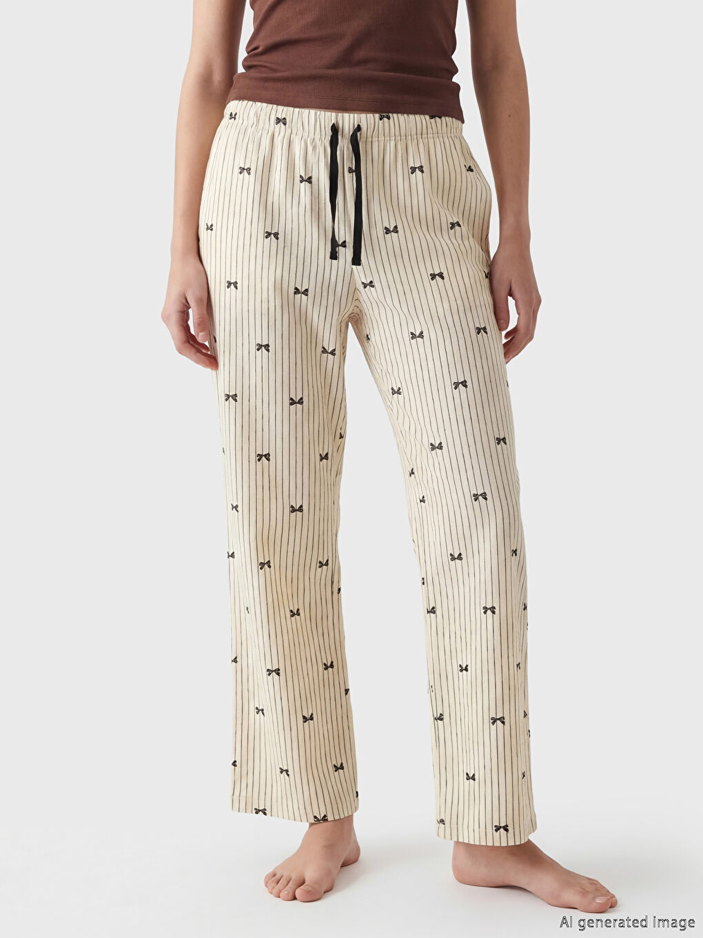 Ριγέ Παντελόνι Πιτζάμας με Ελαστική Μέση για γυναίκες-1