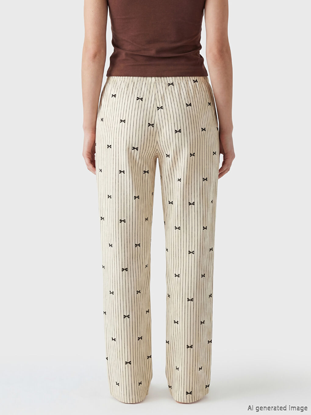 Ριγέ Παντελόνι Πιτζάμας με Ελαστική Μέση για γυναίκες-3