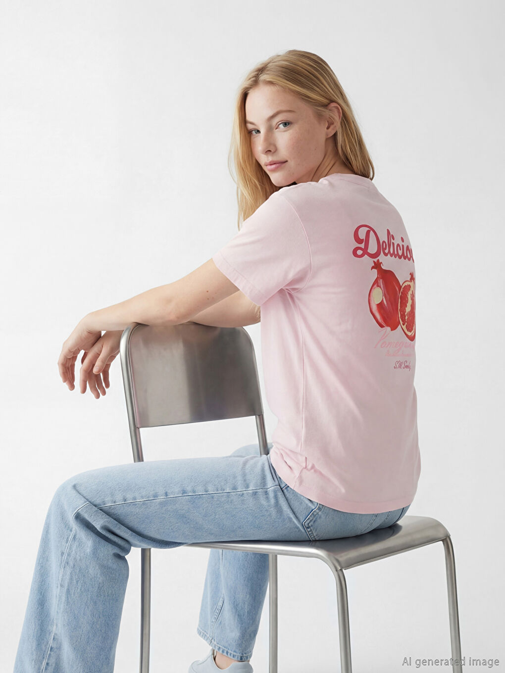 Crew Neck Smiley Printed Women's T-Shirt