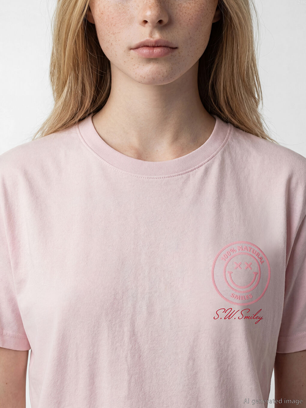 Crew Neck Smiley Printed Women's T-Shirt-2