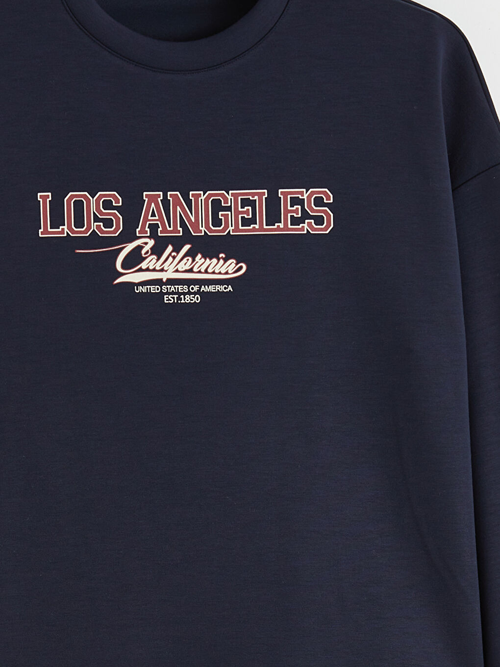 Lacivert Bisiklet Yaka Los Angeles Baskılı Kadın Sweatshirt Tunik-2