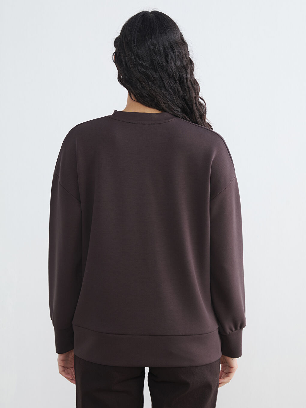 Kahverengi Bisiklet Yaka NYC Baskılı Kadın Sweatshirt Tunik-3