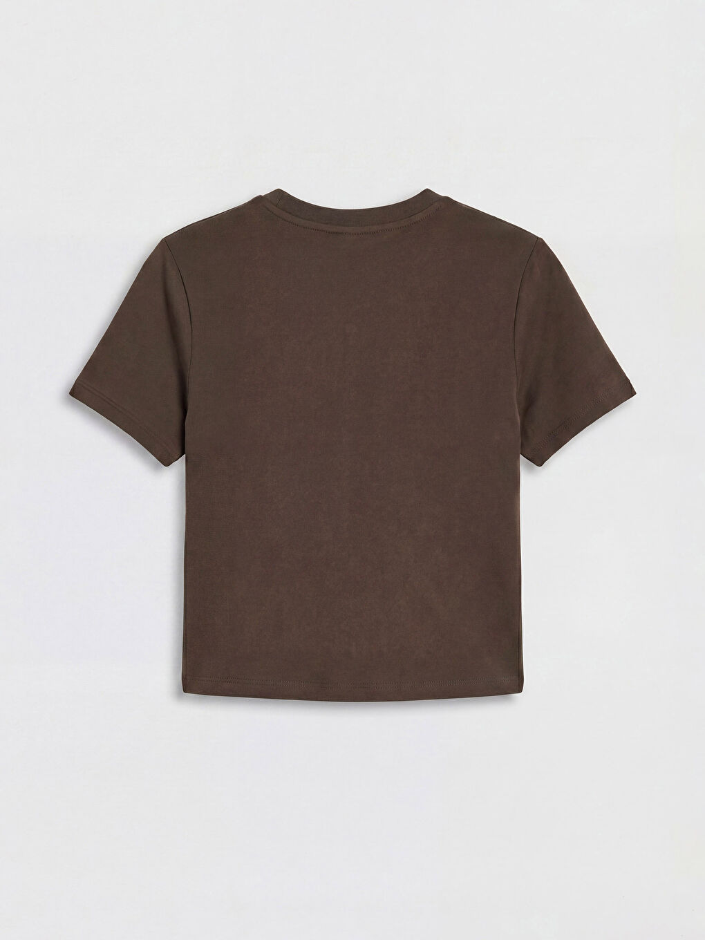 Kahverengi Bisiklet Yaka Bambi Baskılı Kadın Crop-1