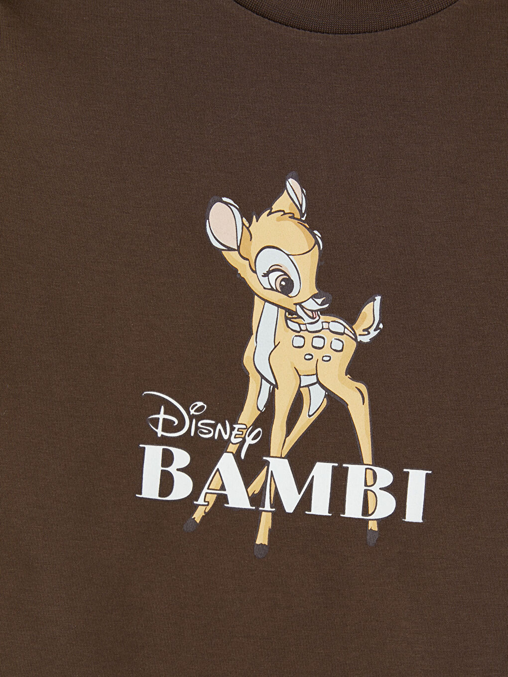 Kahverengi Bisiklet Yaka Bambi Baskılı Kadın Crop-2