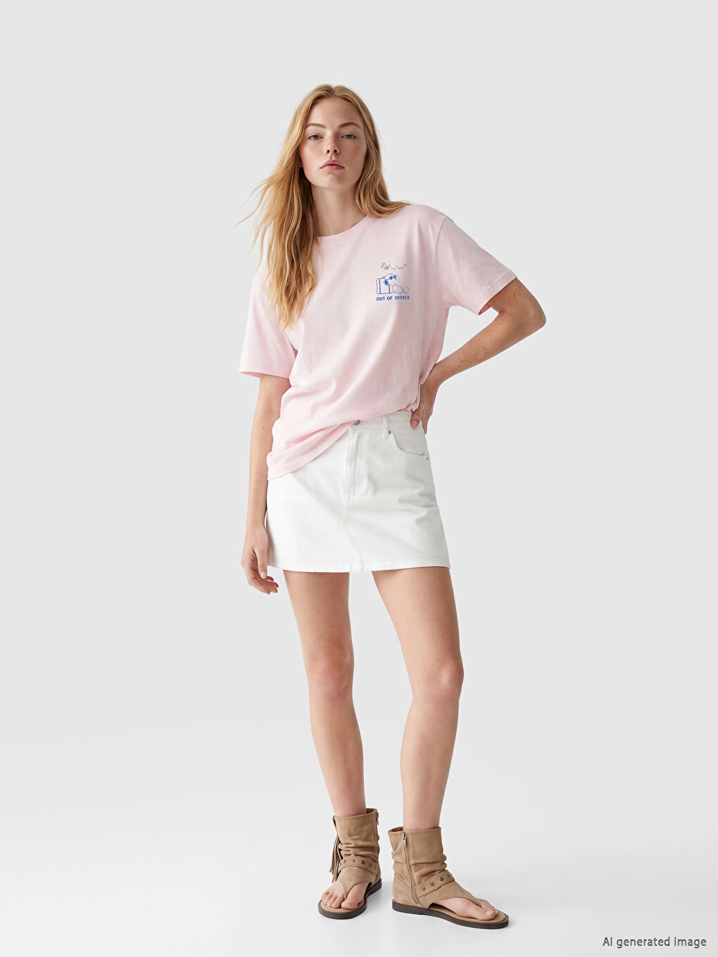 Crew Neck Snoopy Printed Women's T-Shirt-1