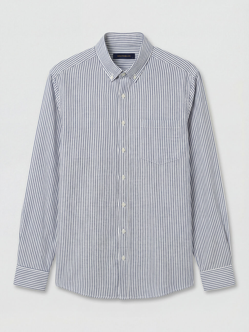 Lacivert Regular Fit Çizgili Oxford Erkek Gömlek