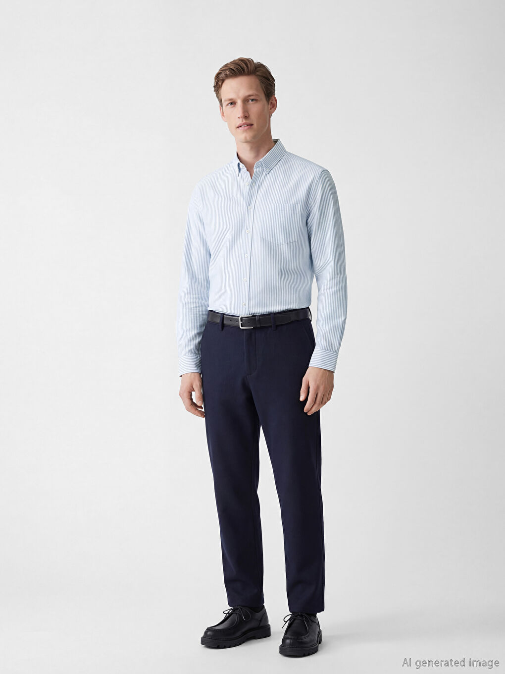 Mavi Regular Fit Çizgili Oxford Erkek Gömlek-1