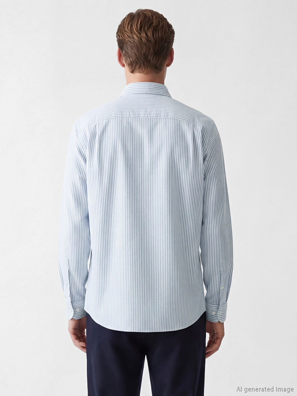 Mavi Regular Fit Çizgili Oxford Erkek Gömlek-3