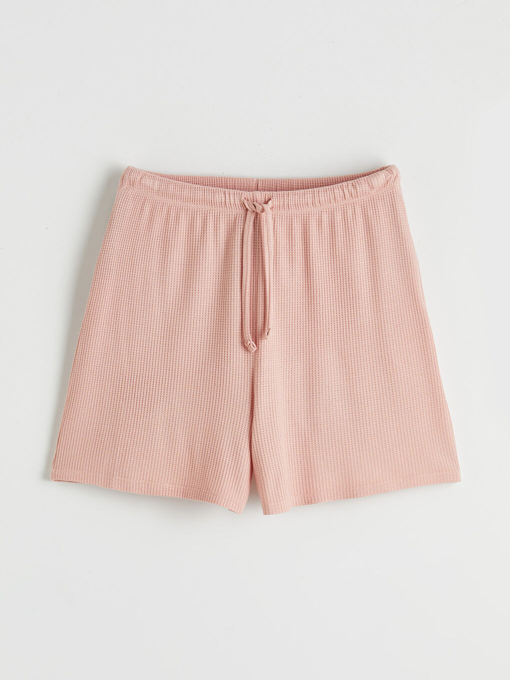 Pembe Beli Lastikli Dokulu Kadın Şort Pijama Altı-4