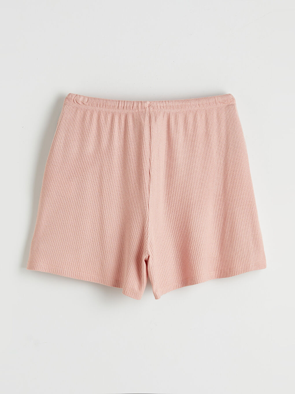 Pembe Beli Lastikli Dokulu Kadın Şort Pijama Altı-5