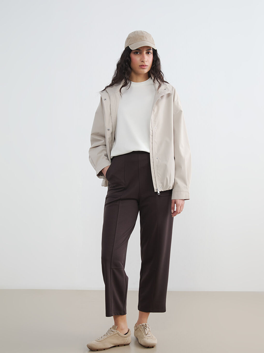 Kahverengi Beli Lastikli Soft Touch Kadın Eşofman Altı