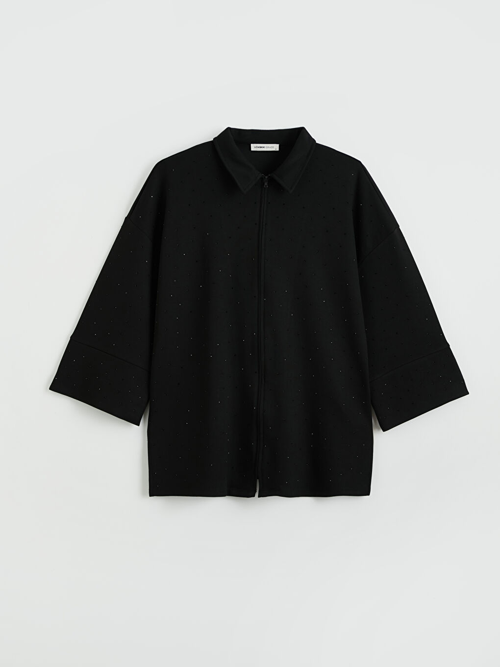 Siyah Gömlek Yaka Soft Touch Kadın Hırka-0