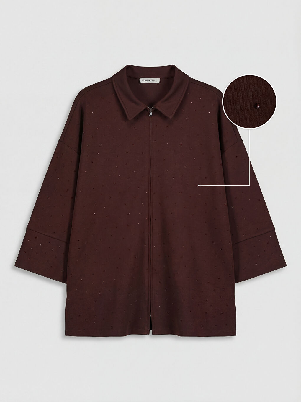 Bordo Gömlek Yaka Soft Touch Kadın Hırka