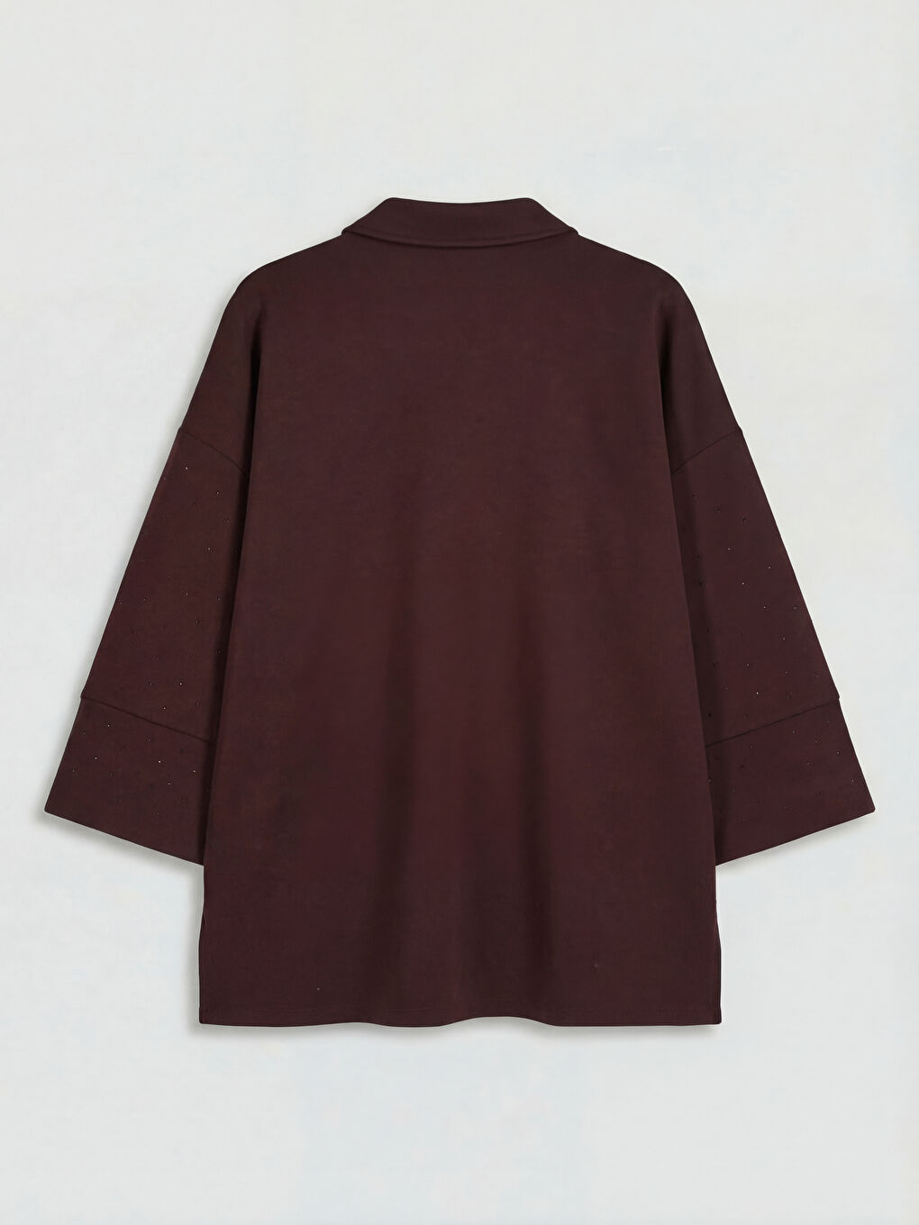 Bordo Gömlek Yaka Soft Touch Kadın Hırka-1