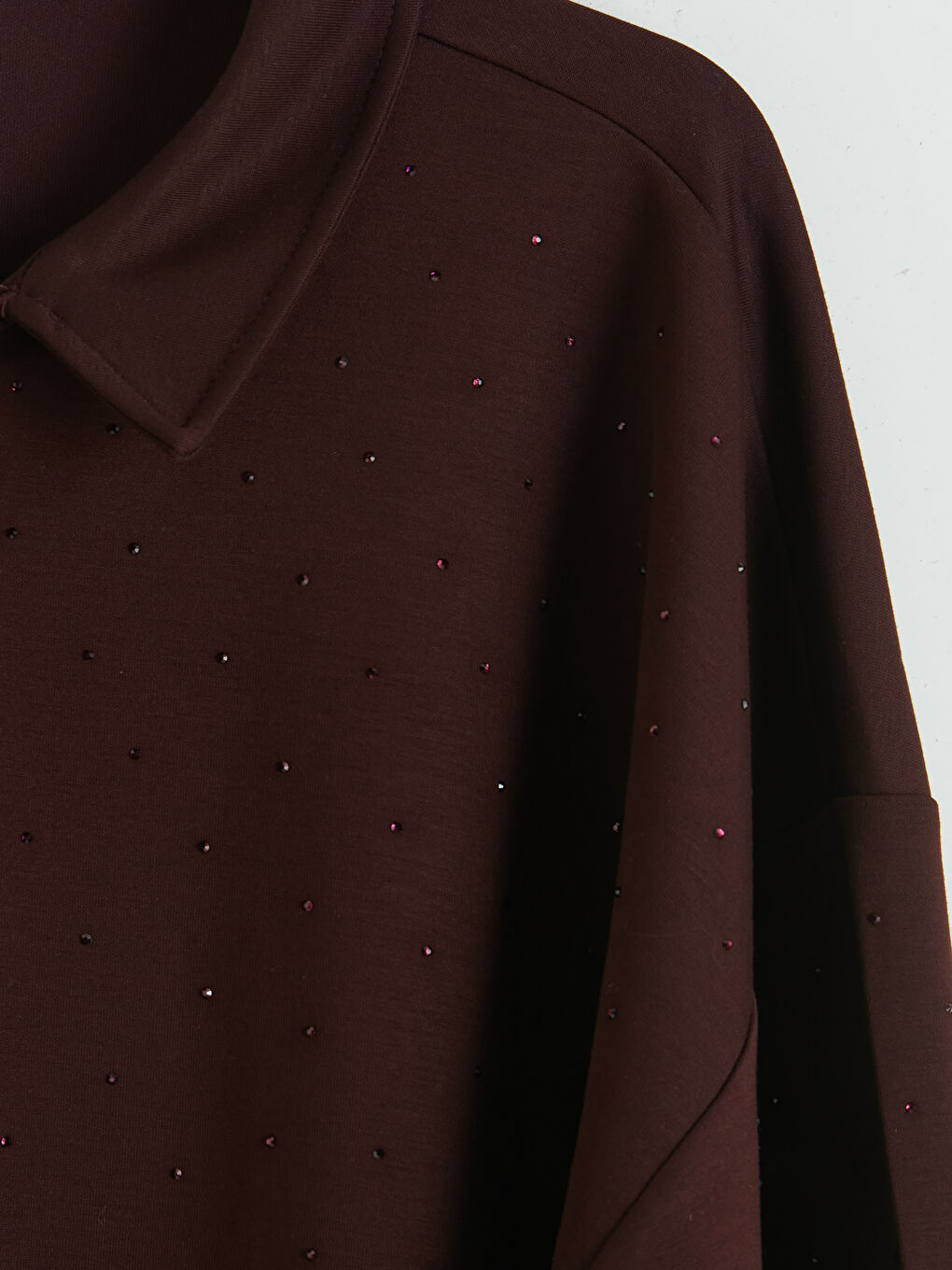 Bordo Gömlek Yaka Soft Touch Kadın Hırka-2