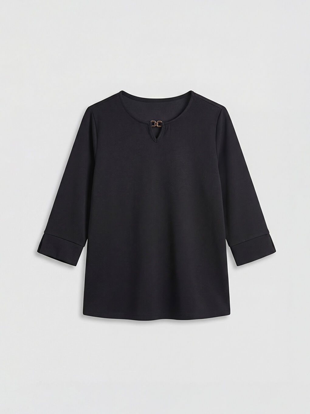 Siyah Bisiklet Yaka Soft Touch Bluz