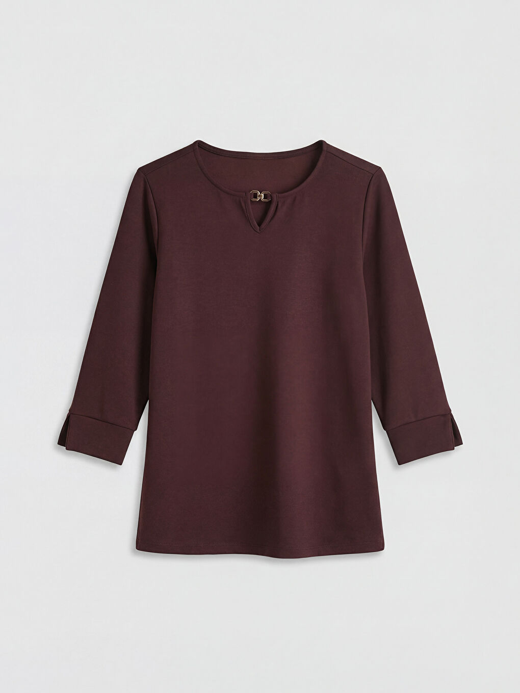 Bordo Bisiklet Yaka Soft Touch Bluz