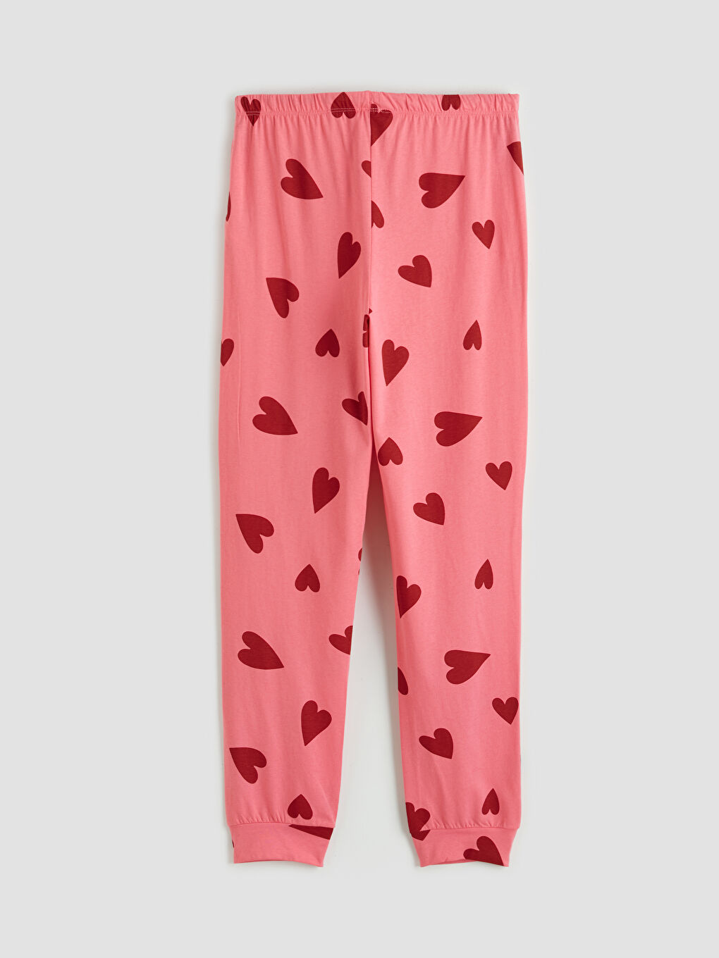 Pembe Kalp Desenli Kadın Jogger Pijama Altı-1