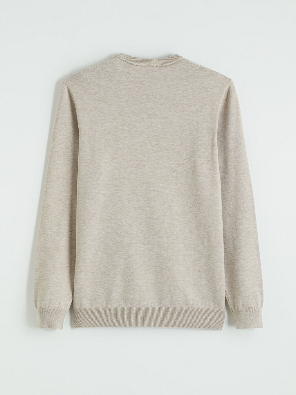 Bej Bisiklet Yaka Erkek Triko Kazak-2