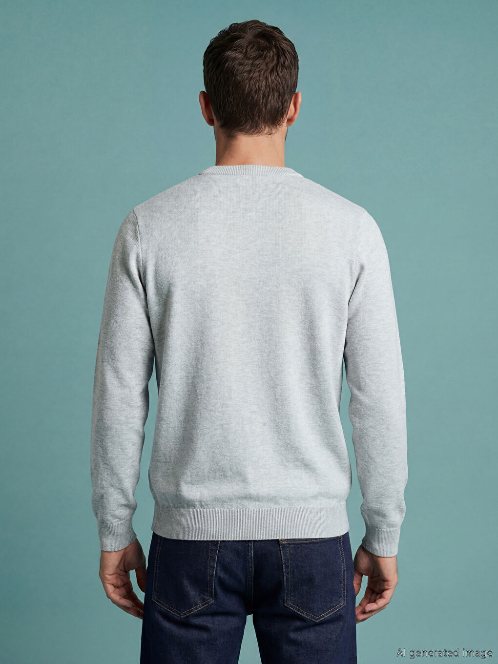 Gri Bisiklet Yaka Erkek Triko Kazak-2