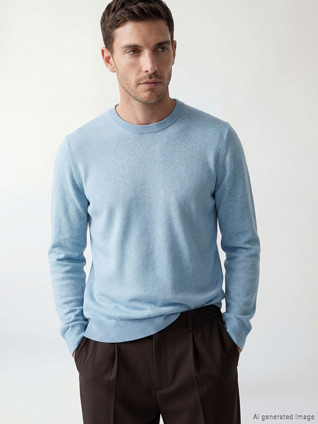 Mavi Bisiklet Yaka Erkek Triko Kazak