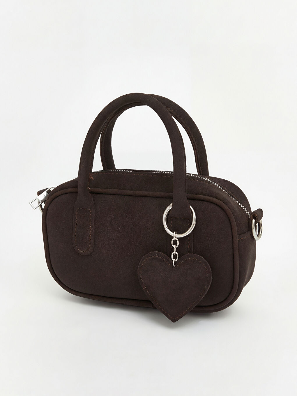 Kahverengi Kalp Aksesuarlı Süet Görünümlü Kız Çocuk Omuz Çantası-2