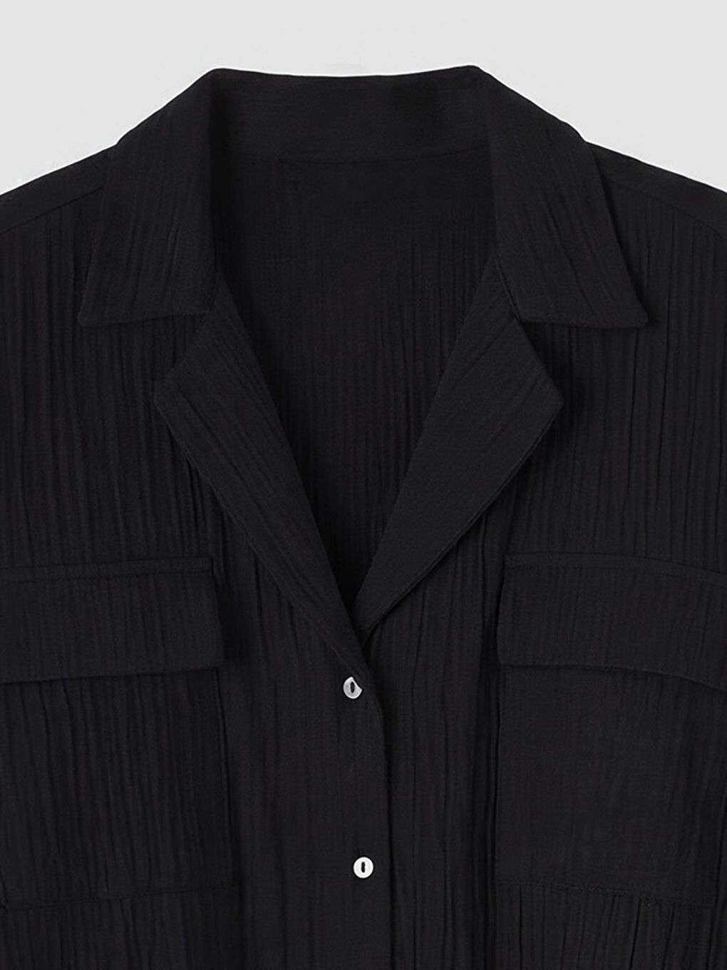 Siyah Oversize Kadın Müslin Gömlek-6