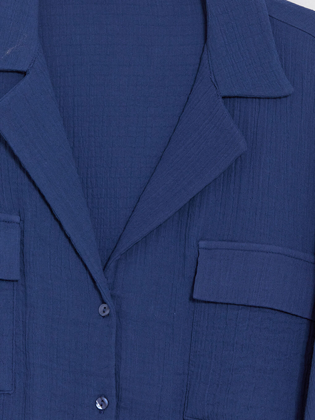 Mavi Oversize Kadın Müslin Gömlek-2