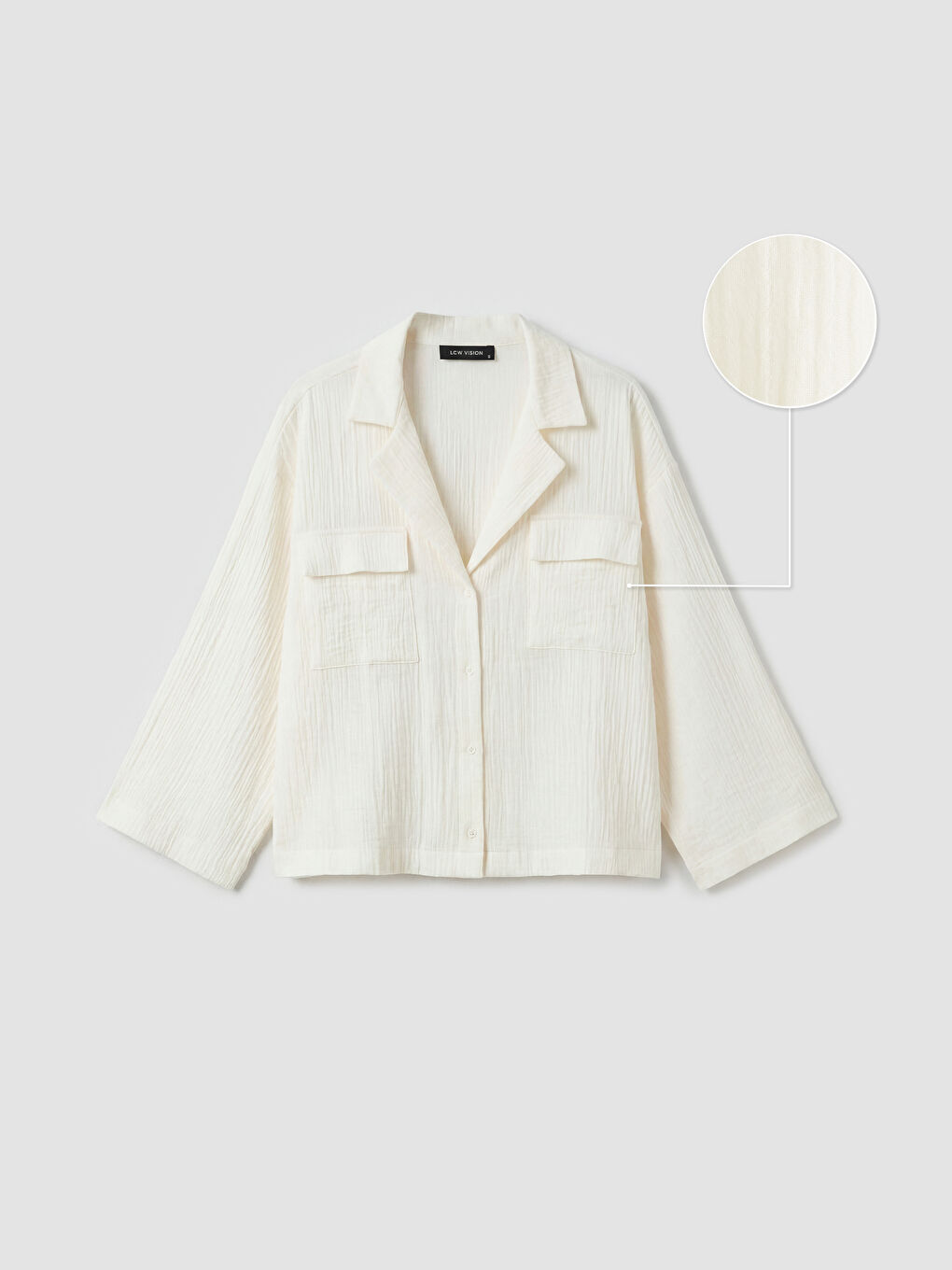 Ekru Oversize Kadın Müslin Gömlek