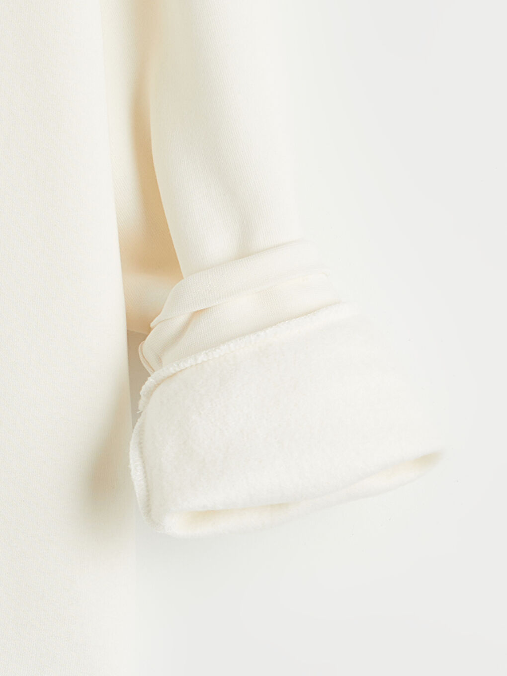 Ekru Bisiklet Yaka Baskılı Kız Çocuk Kalın Sweatshirt-2