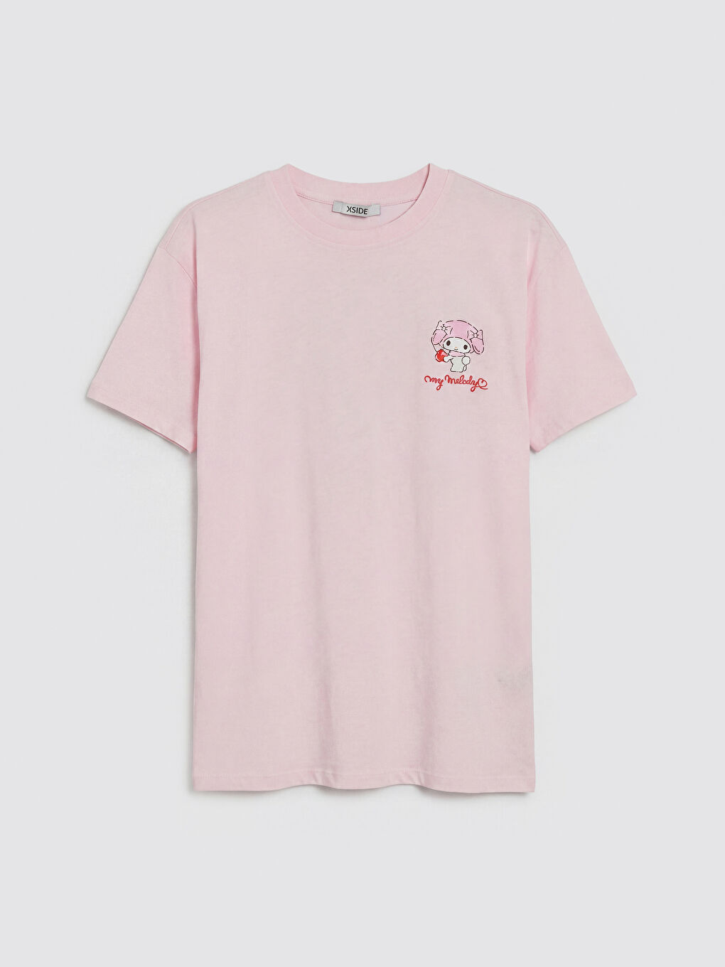 Pembe Bisiklet Yaka My Melody Baskılı Kadın Tişört