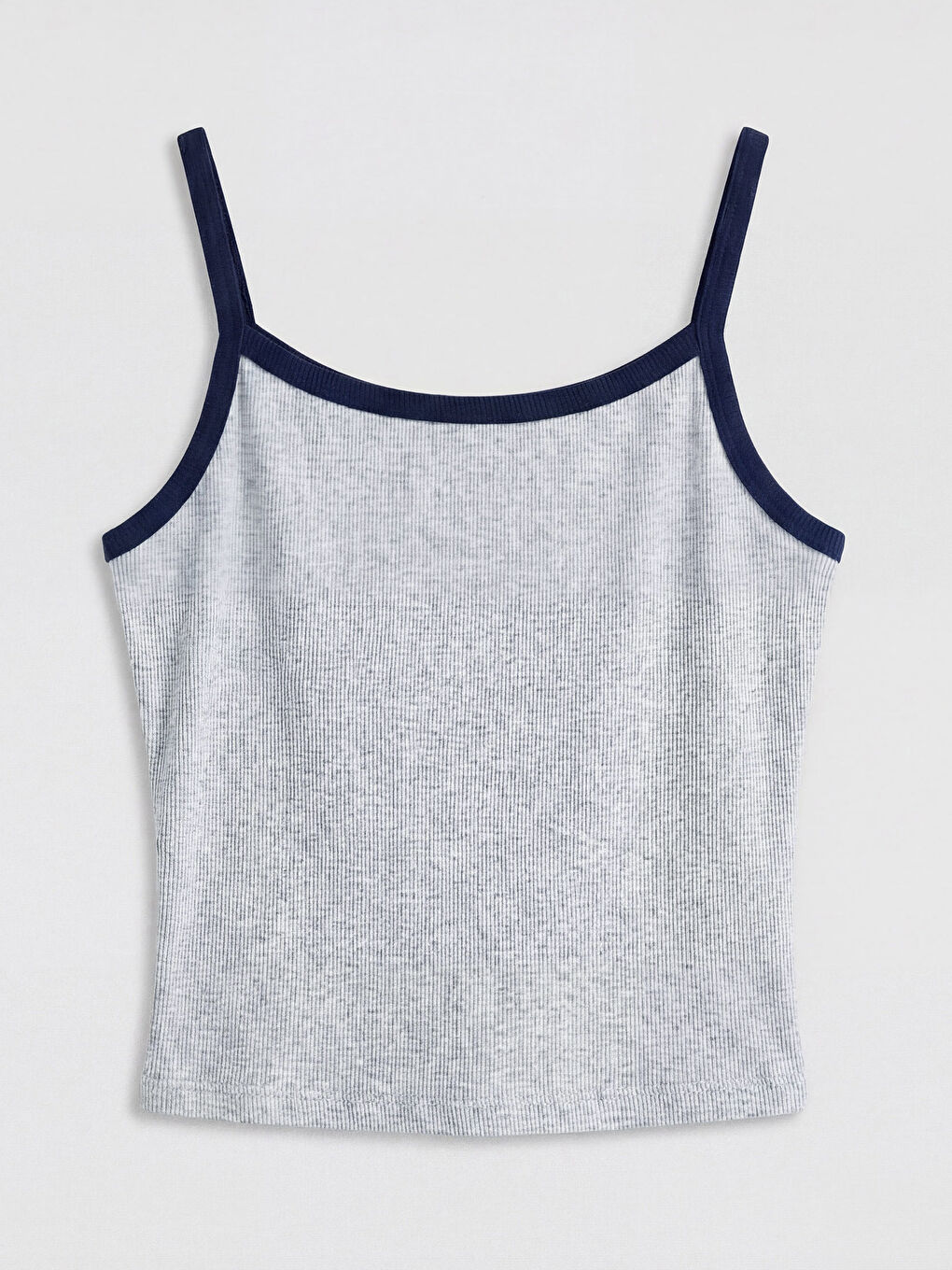 Gri İp Askılı California Baskılı Kadın Crop-1