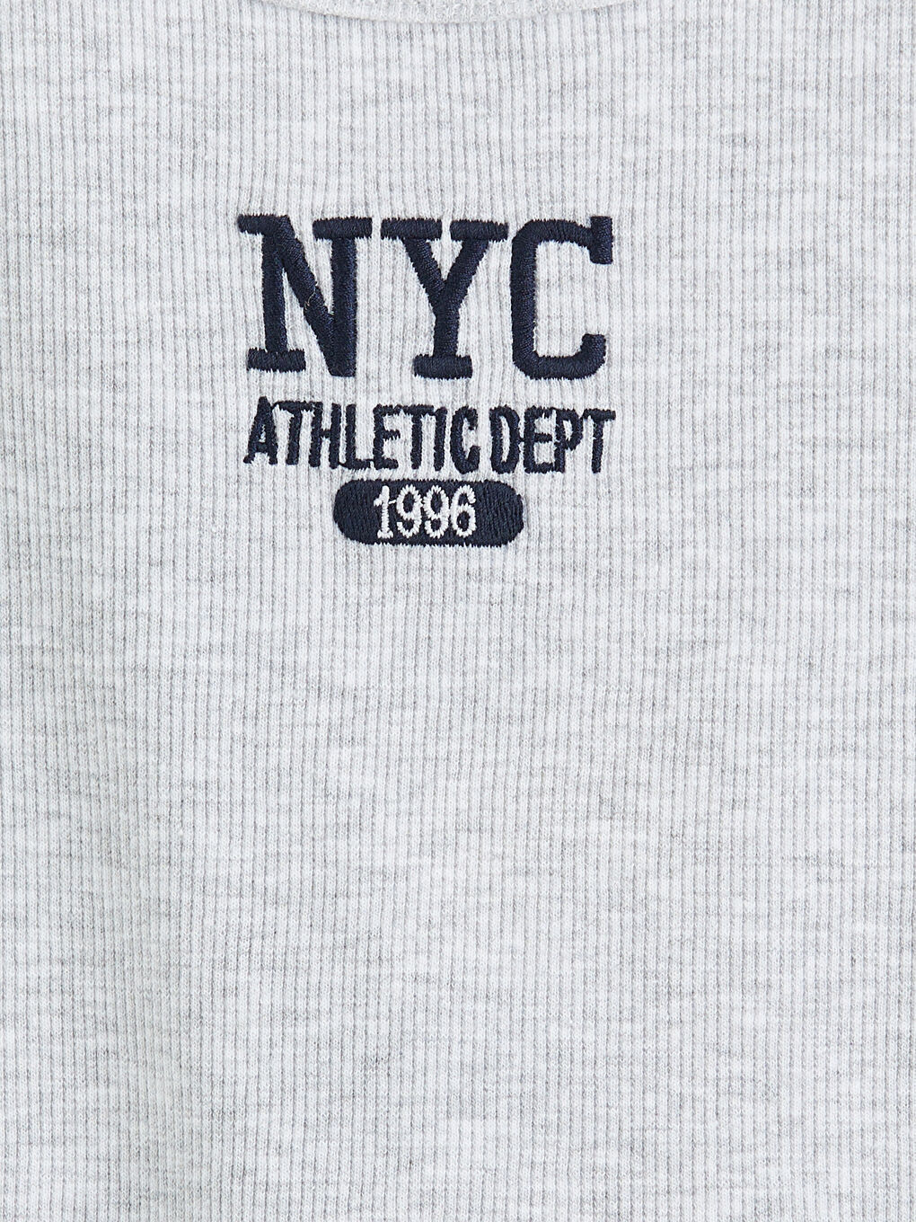 Gri U Yaka NYC Nakışlı Kadın Atlet-6