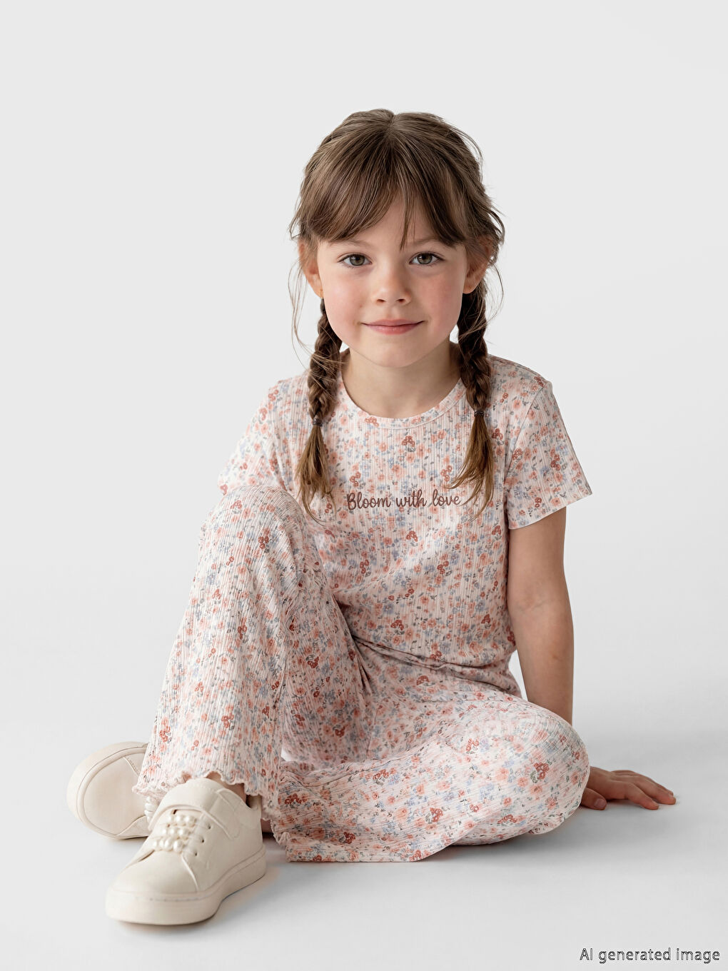 Floral Girls' Ribbed T-Shirt