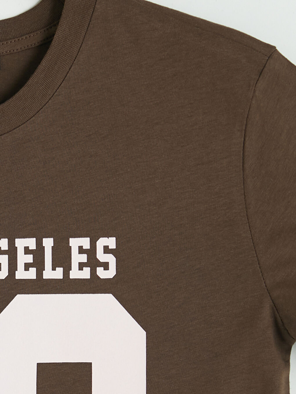 Kahverengi Bisiklet Yaka Los Angeles Baskılı Kadın Tişört-2